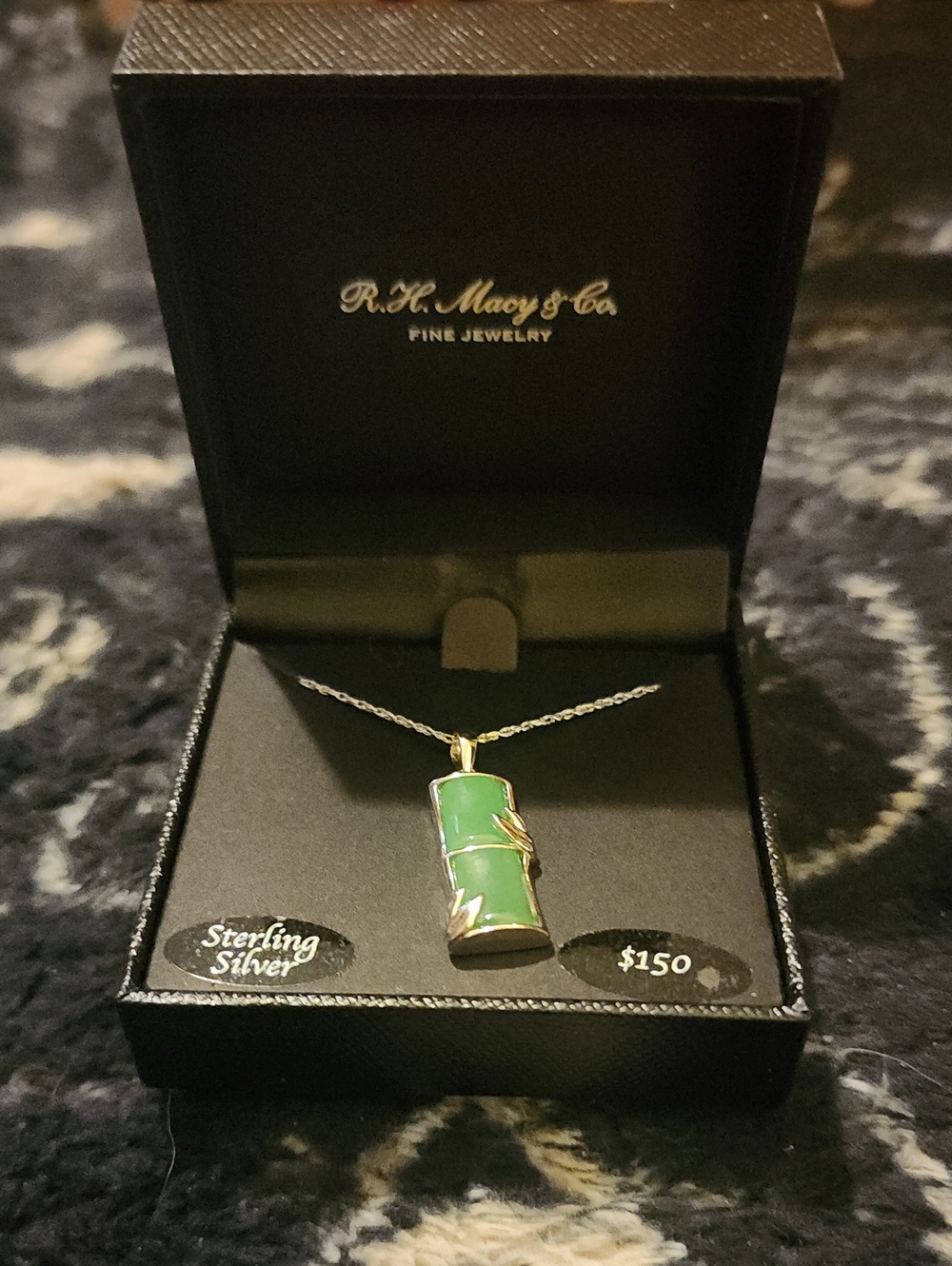 Green Jade Sterling Silver Pendant Necklace